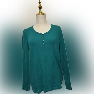 BYLT Basics Teal Long Sleeve Top